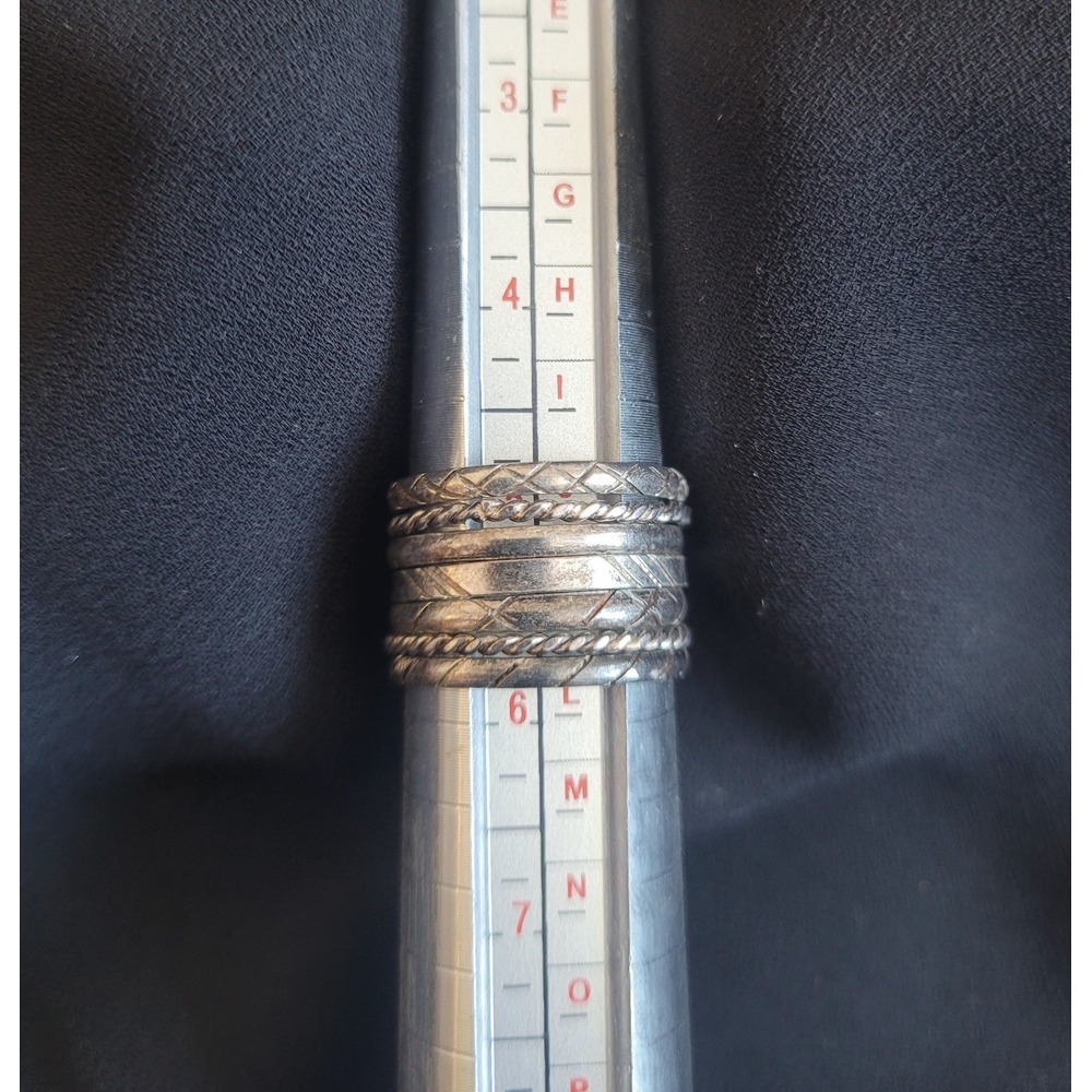 Vintage Sterling Silver Stacked Ring Band‎ Multi Layer Design Twisted Size 5.75 - Picture 2 of 5